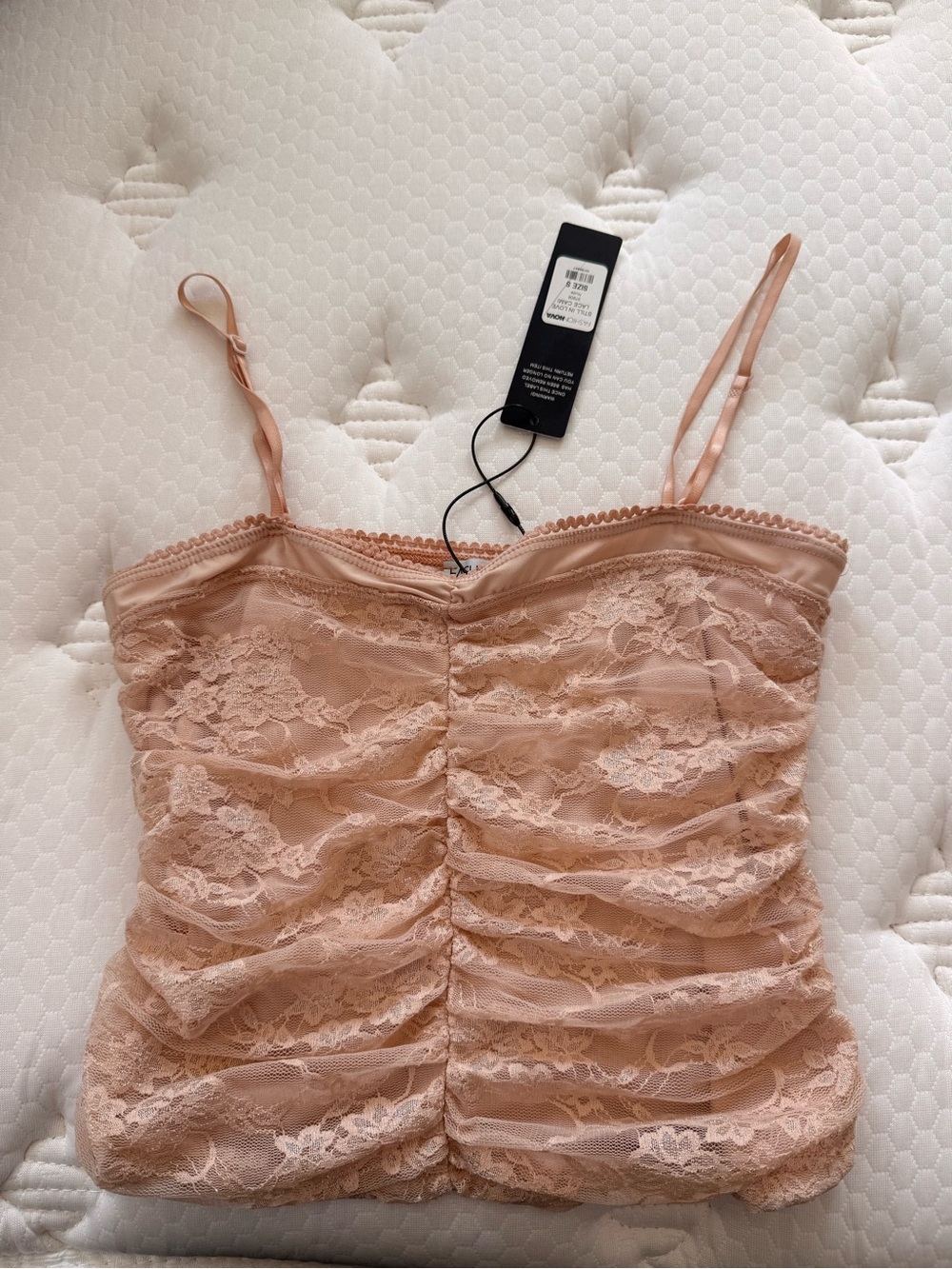 Fashion Nova Blush Lace Ruched Cami